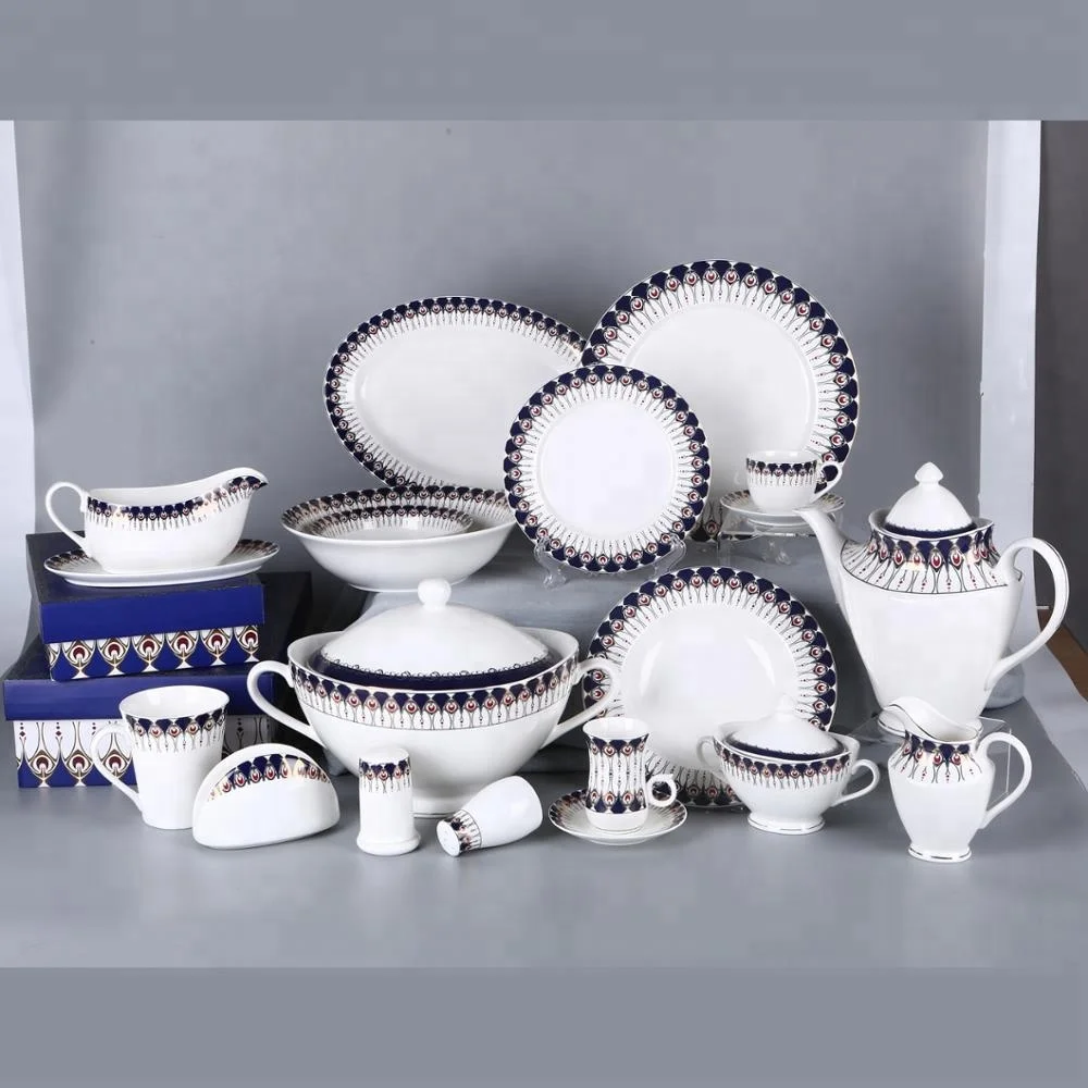 Turkish dinnerware 86pcs fine bone ceramic china tableware with tea serving set ceramic dinnerware sets