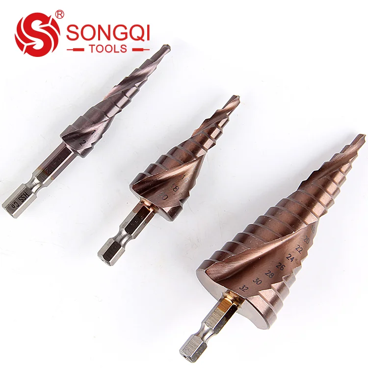 HSS CO high speed steel Cobalt Step drill bits set 3-4-12 4-20 4-22 4-32 6-24 6-35 step drill