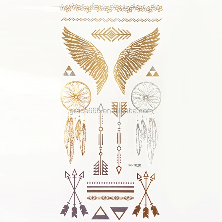 MT 1-36 gold silver colorful temporary body tattoo sticker custom body tattoo waterproof body tat