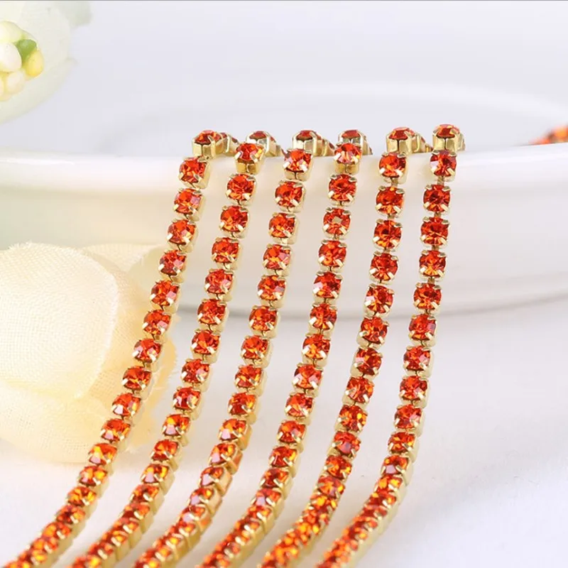 
Hot sale SS16 sapphire rhinestone cup chain/crystal 2mm rhinestone cup chain 