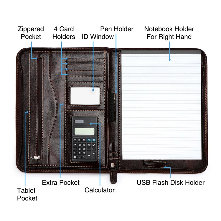 Коричневый деловой Органайзер на молнии размером с буквы заказ оригинальный А4 портфель из искусственной кожи папка-Органайзер