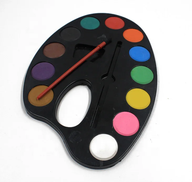 12 pcs half pan solid dry water color cake 4cm artist palette paint for drawing