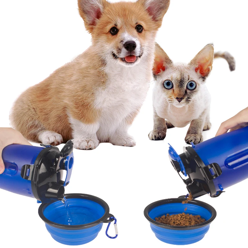 Оптовая продажа, портативная складная силиконовая миска для путешествий на открытом воздухе, бутылка для воды и еды для собак