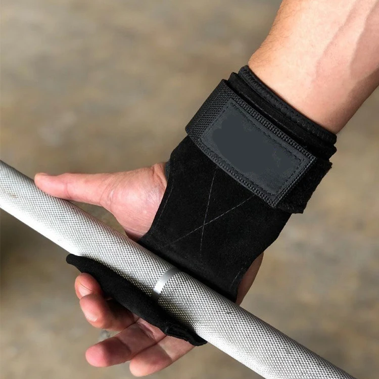 Top Quality New Design Workout Cowhide Powerlifting Hand Grip Pad Weight Lifting Gloves