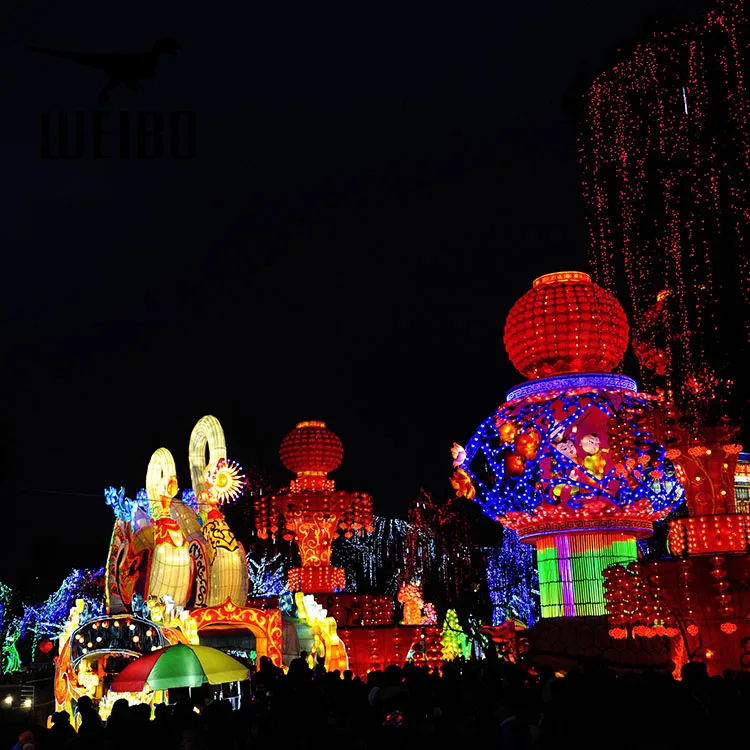 Chinese New Year Festival Decoration Red Silk Lantern Show