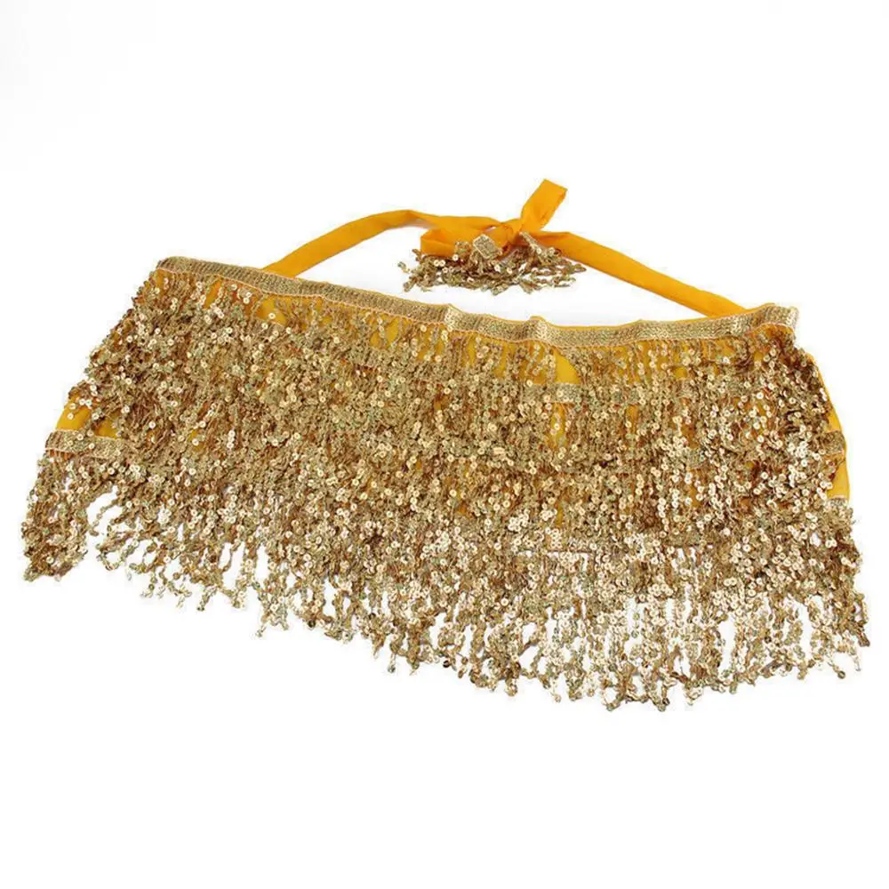 Bestdance Belly Dance Belt Hip Scarf Waist Skirt Wrap Tassel Fringe Sequin Dancing Costume