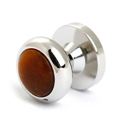 TIGERS EYE CUFFLINK SET FORMAL SET IN SILVER