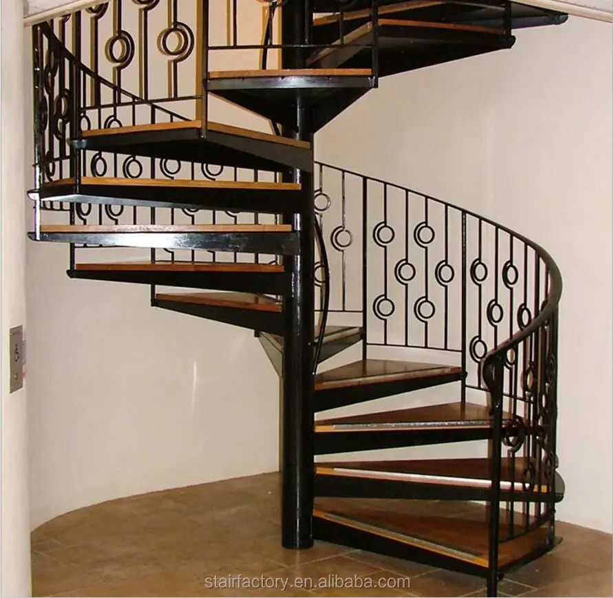 Used spiral staircase Used indoor spiral steel-wood stair Used indoor iron railings spiral staircase TS-445