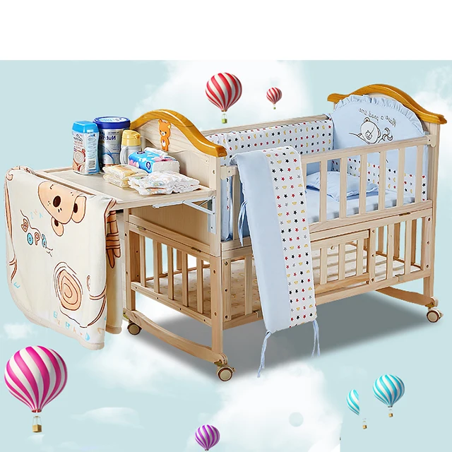 European style solid wooden baby crib/Handmade baby crib