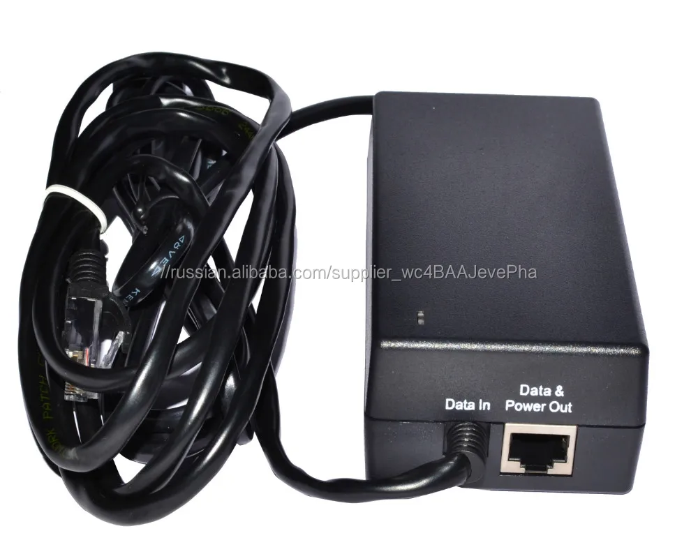 PoE инжектор гигабит 24Vdc 60W адаптер PoE пассивный сплиттер PoE для камеры CCTV / PoE коммутатор / IP-телефон