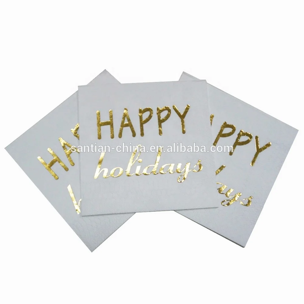 Luxury Wedding Favor Foil Napkins, Custom Gold Bronzing Printed Gold Foil  Servittes Paper Napkins