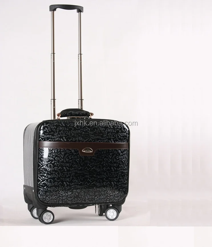PU luggage airplane trolley bag with wheels pilot case travel luggage