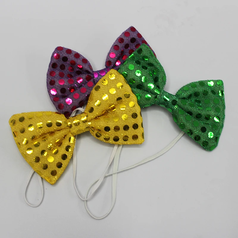 
Promotion low price fashion men led tie for Sequin LED Satin Green flashing bow tie 