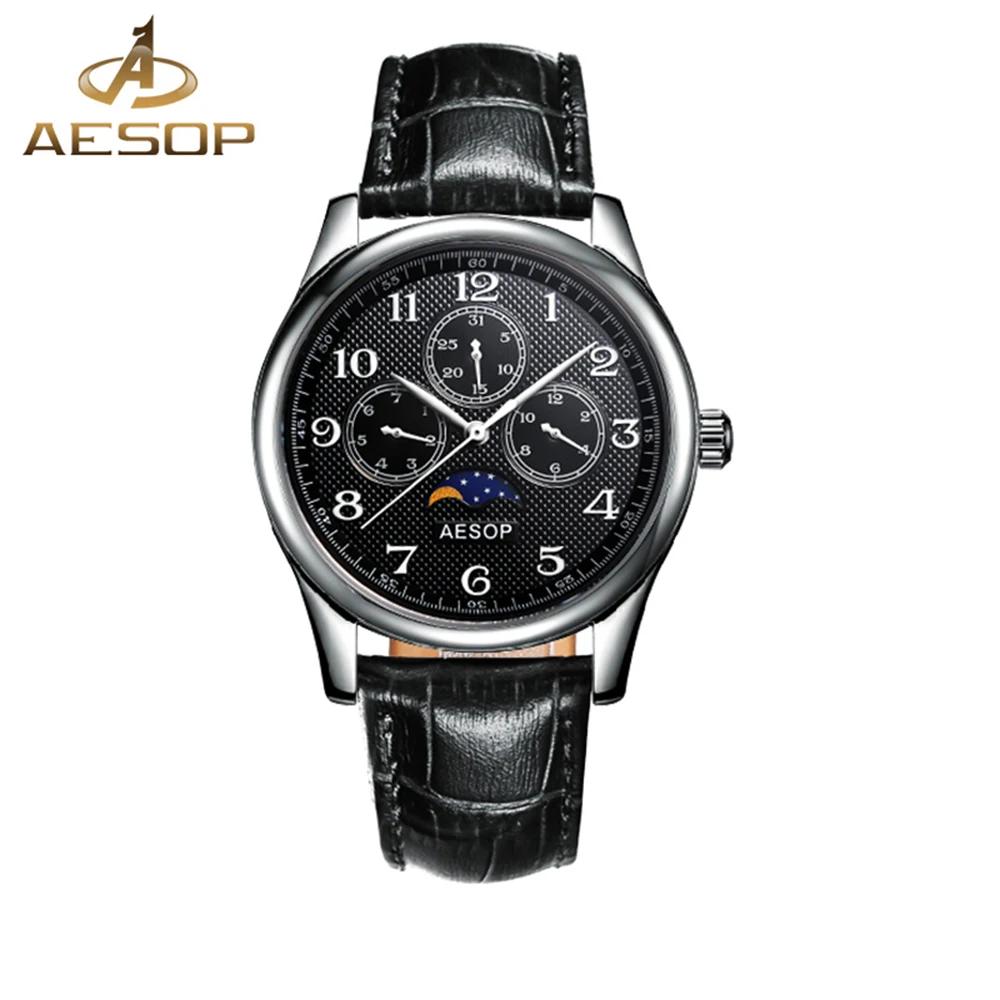 Aesop popular Mens Week Display Sapphire Crystal Chronograph Quartz Wrist watches