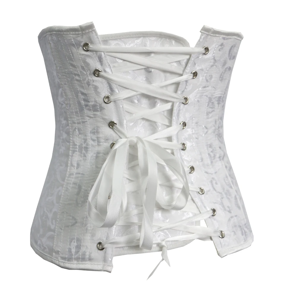 26 Stainless Steel Boned Shapewear White Ladies Outfit Chest Binder Floral Bridal Bustier Corset Underbust For Waist Training