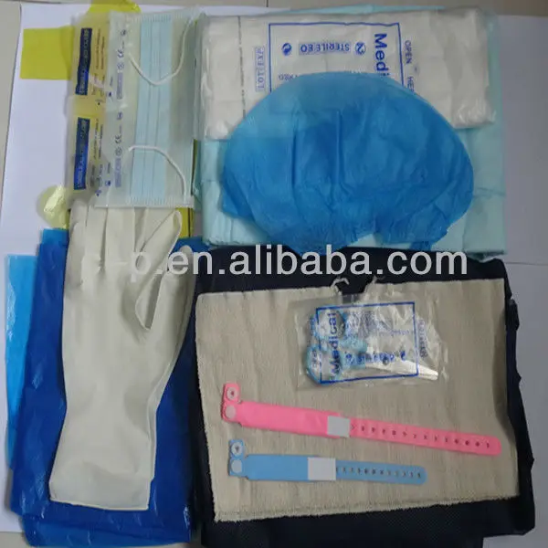 Disposable Newborn Delivery Surgery Drape Kit With Umbilical Cord Clamps And Umbilical Cord Scissors