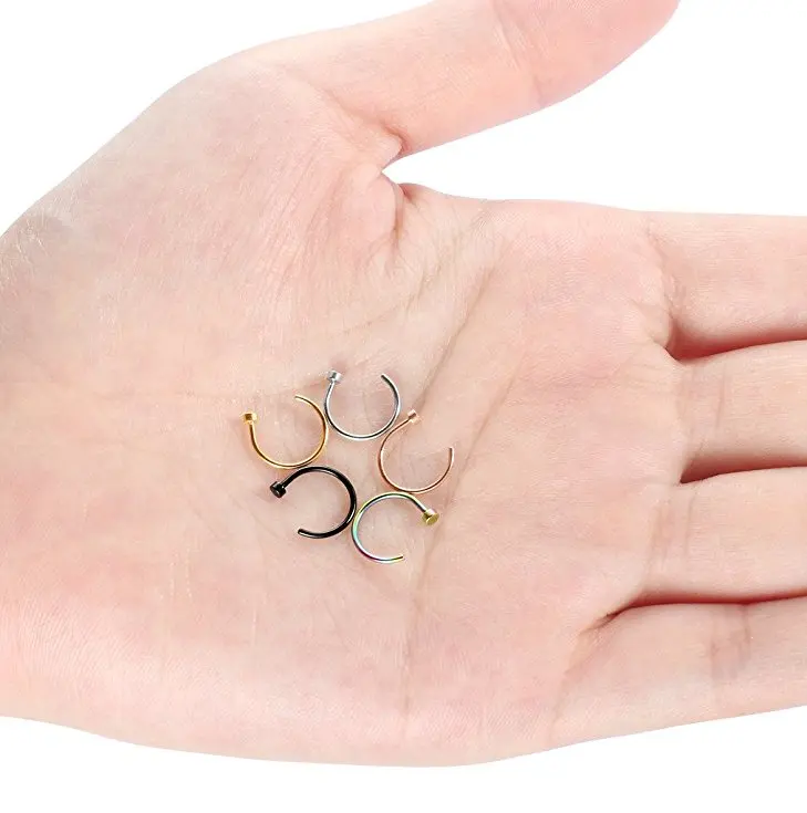 Wholesale retail cheap fancy plated titanium colorful body jewelry screw nose ring stud nose piercing jewelry