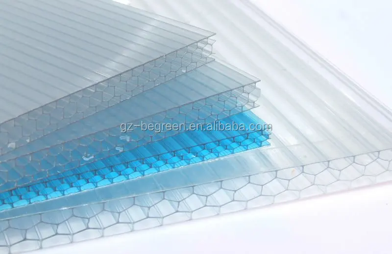 Transparent honeycomb plastic sheet for roof panels