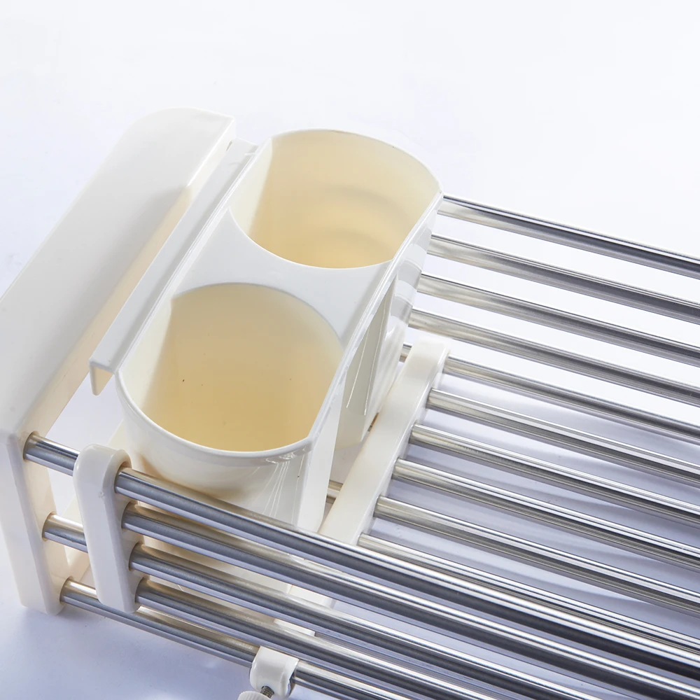 kitchen sink compact stainless steel chrome dish drainer with cutlery drainer