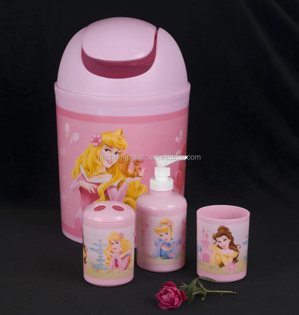 High Quality Household Wares Toilet Accessory 6PCS Plastic Purple Bathroom Set