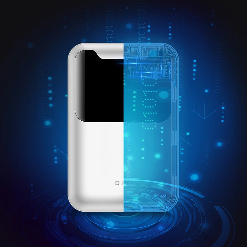 DIVI LED Display Screen power bank10000mah Lithium Battery wallet power bank Double USB Power Bank for mobile phone