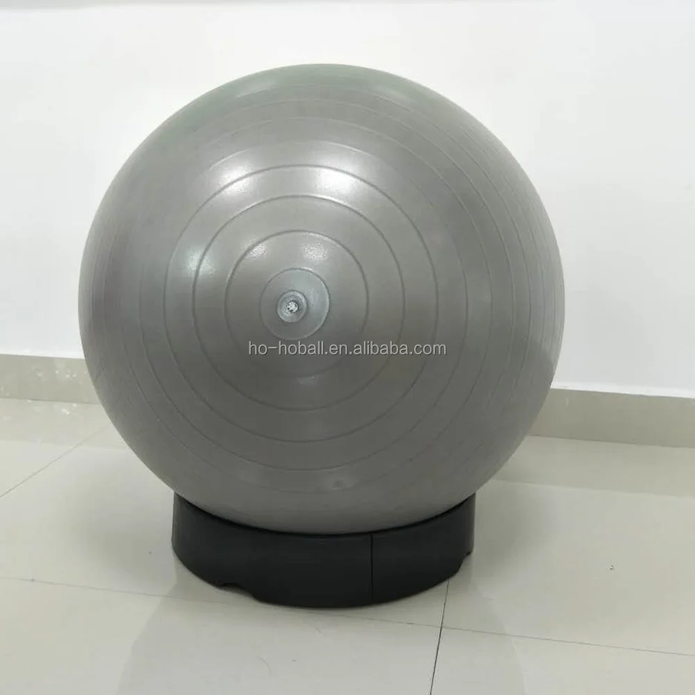 Anti-burst and slip resistant exercise ball with stability base