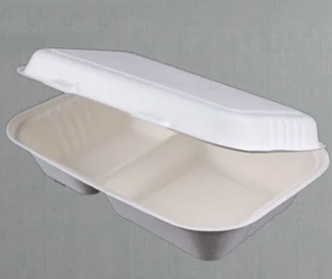 8*8inch sugarcane container bagasse biodegradable 2 compartment compostable takeout containers packaging lunch box