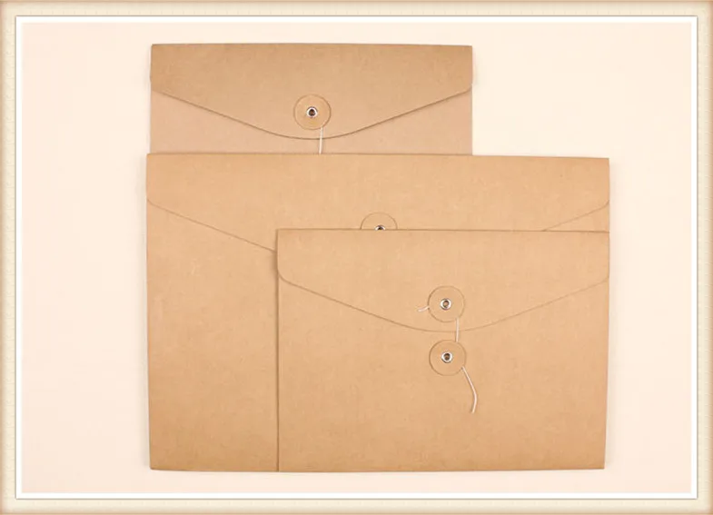 Retro Kraft Paper Erect File Party Document Bag Pocket Envelope A4 Filing Paper Bags