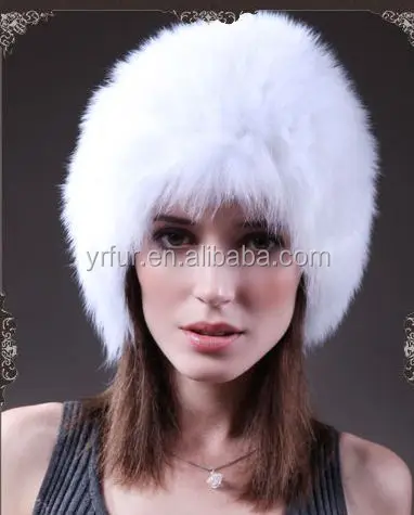 Женская зимняя теплая шапка YR641 из белого лисьего меха