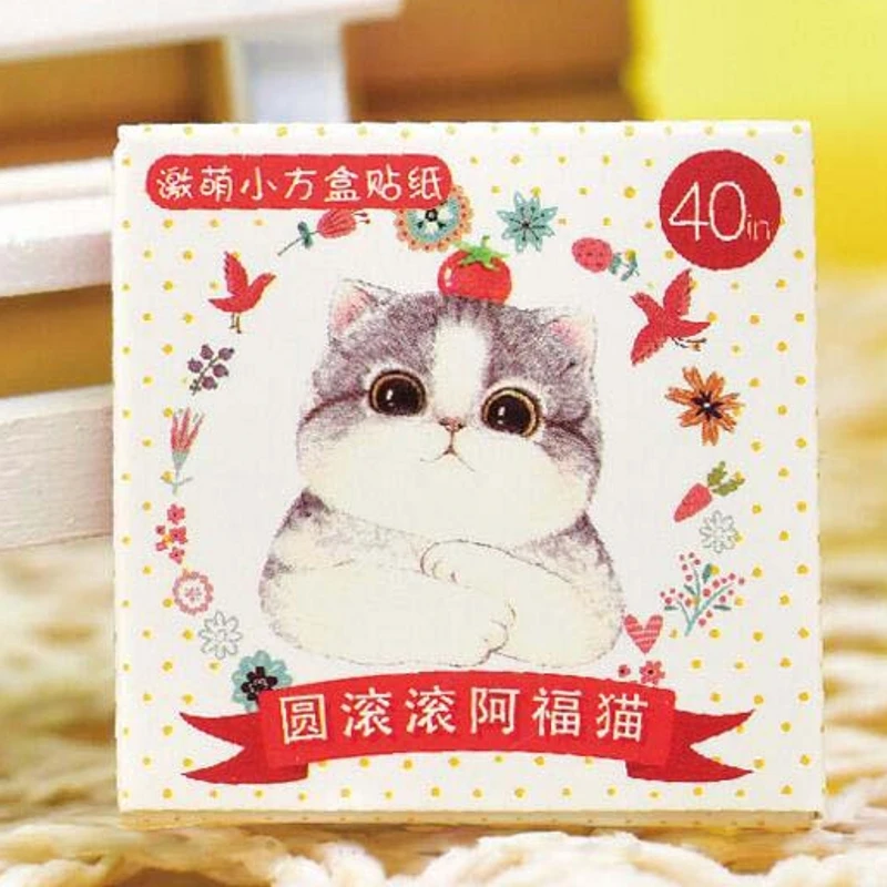 Forest New 40Pcs pack Cute Chunky Cat Diary Label Sticker Pack Decorative Mobile Stickers Scrapbooking DIY