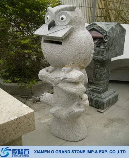 outdoor owl residential natural stone mailbox statue