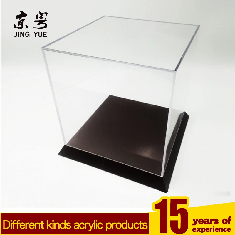 Factory custom new gift clear cover black base pmma plexiglass acrylic toy display box case with lid acrylic cube display box