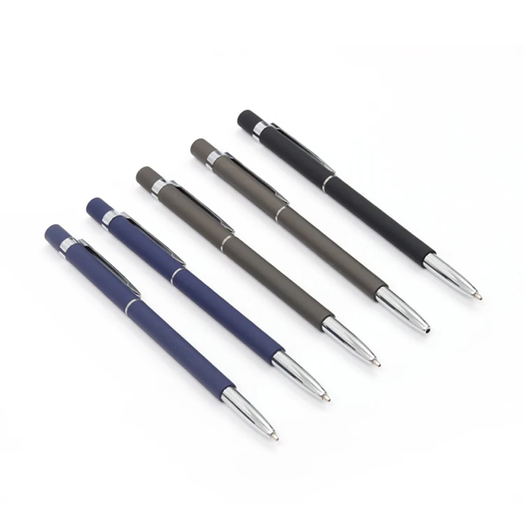 custom logo promotional gift Small order slim soft touch screen tablet stylus twist metal ball point pens