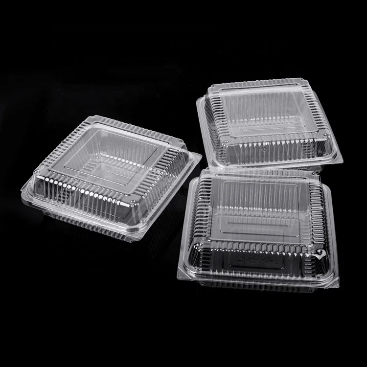 Custom  plastic square storage food packaging box with lid