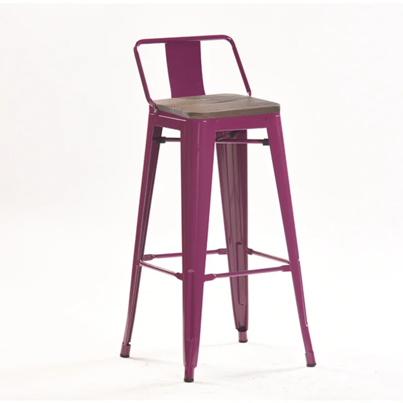 
Wood top wide back bar stool,metal industrial singer high use stool 