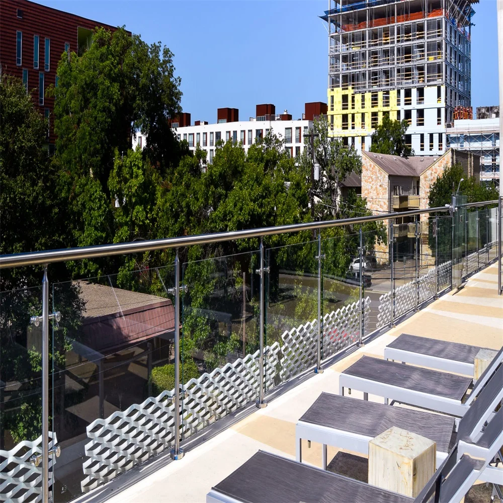 Customized Design Iron Balusters Glass Grill for Stairs Railing / Outdoor Balcony Glass Balustrade