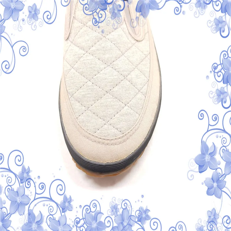 Grey cotton fabric mesh lining men flat shoes