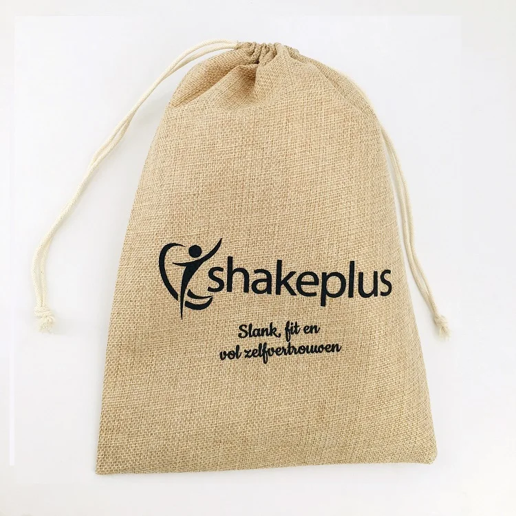 Wholesale natural burlap drawstring gift jute hessian bags