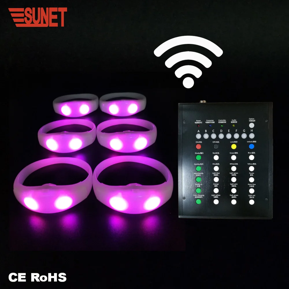 SUNJET Новые поступления логотип DMX 512 радиоуправляемый светодиодный браслет для вечеринки