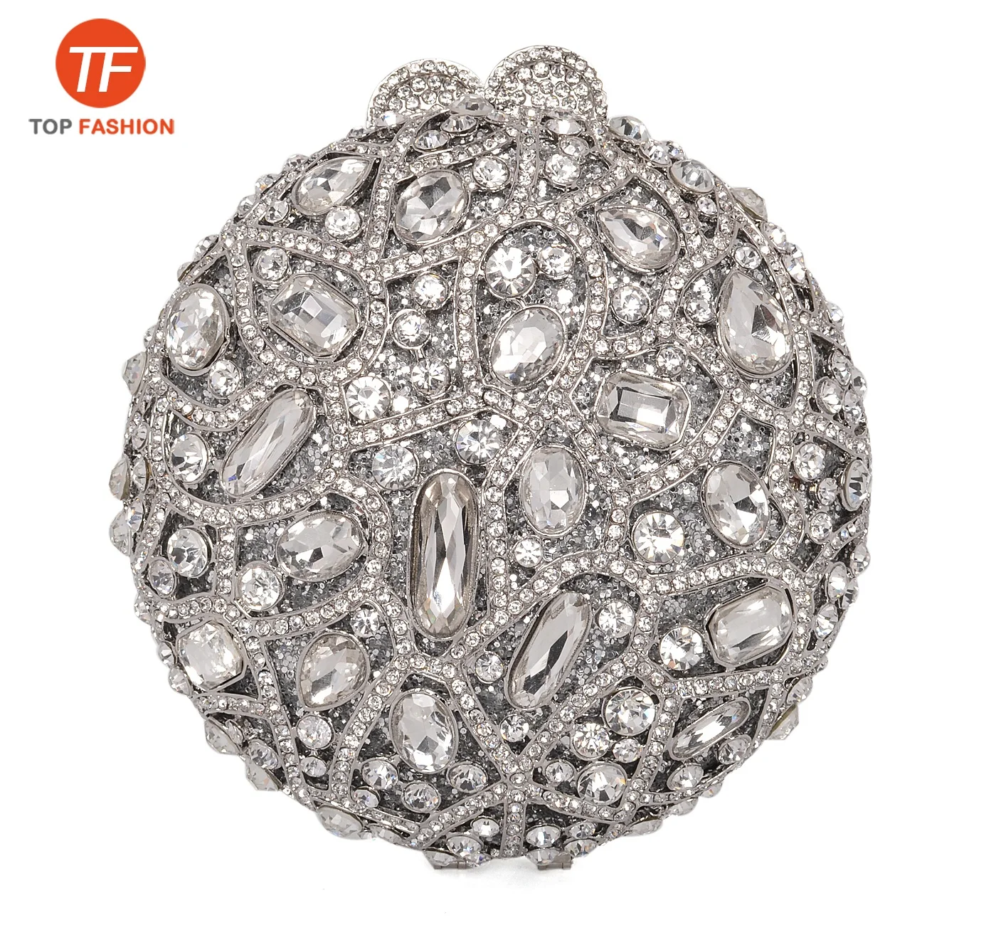Elegant Crystal Rhinestone Clutch Handmade Small Round Evening Bag for Formal Party Wholesales from China Factory