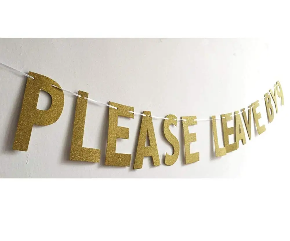 Vrise New Design Custom Glitter Rose Gold Please Leave Paper Birthday Banner Birthday Decoration
