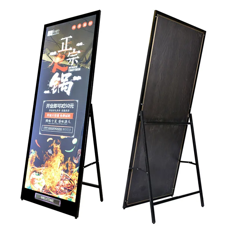 double sided outdoor led open sign vertical lcd panel stand advertising display led advertising stand