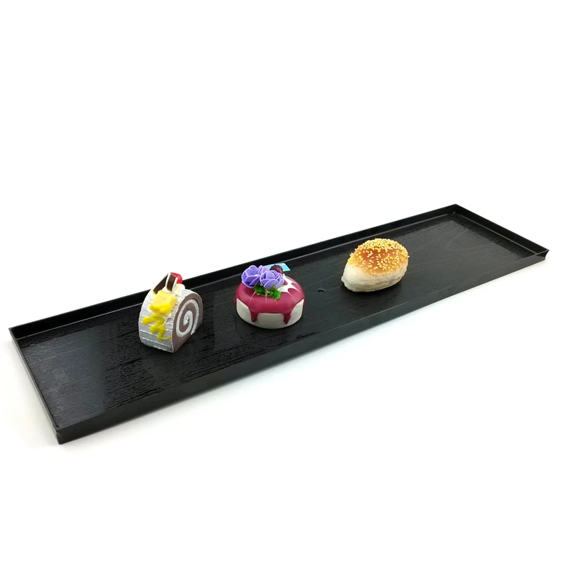 Food grade rectangle disposable black food plastic tray for multi use