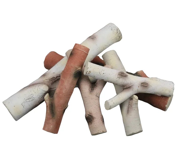 ABLE Concrete gas log Birch log set for gas fireplace electric fireplace