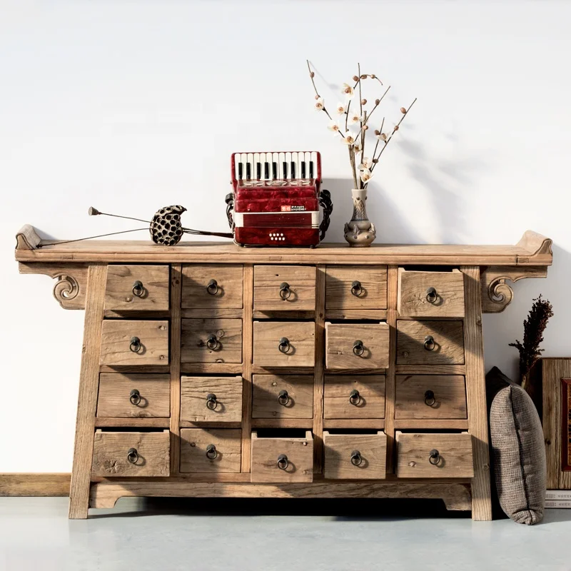 Wooden work reproduction furniture home furniture recycled furniture 20-drawer Reclaimed Rustic Chinese antique cabinet