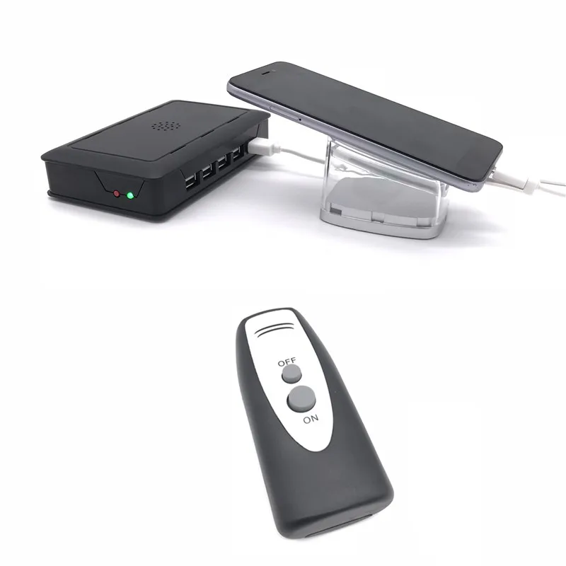 10 ports phone tablet retail shop security alarm charging remote display holder