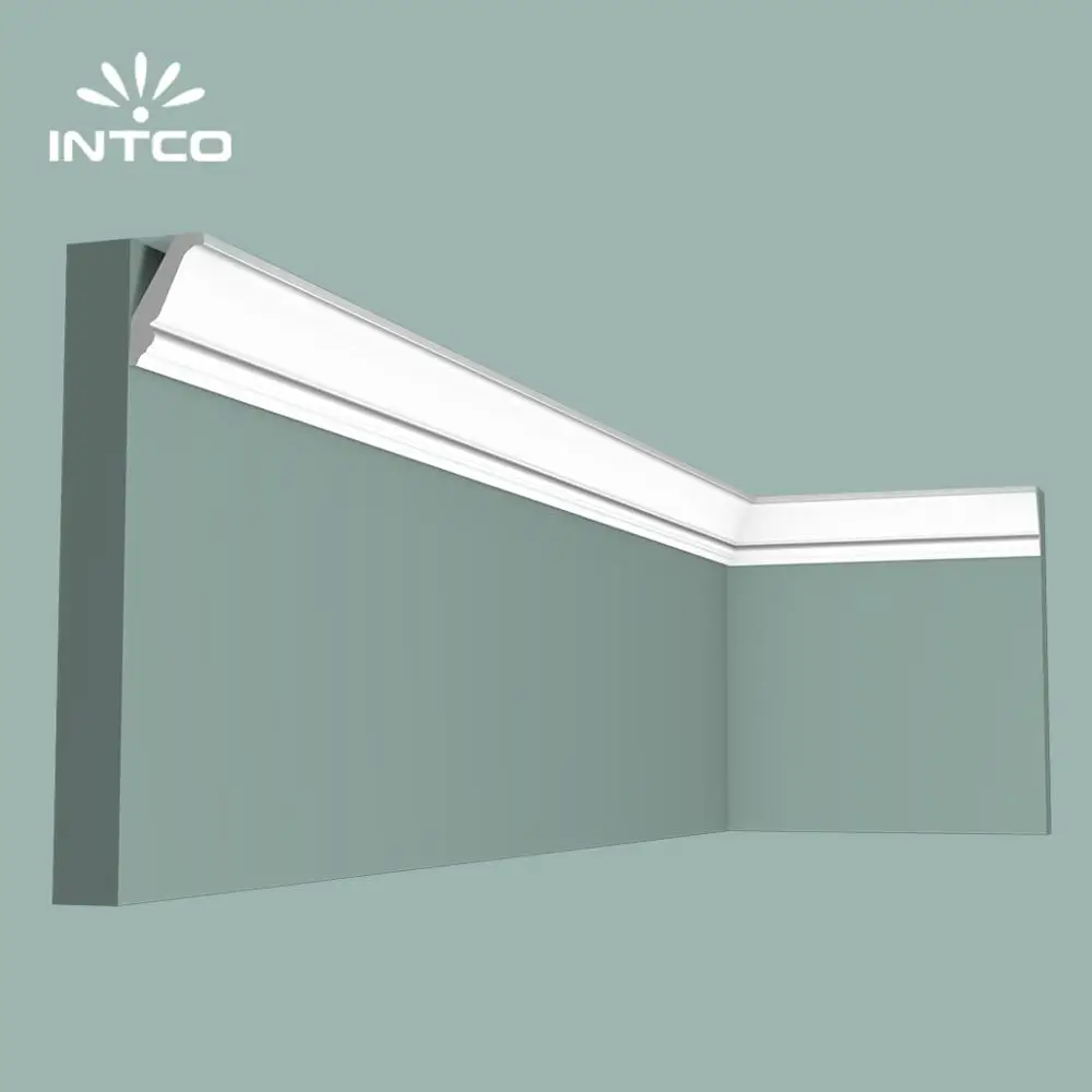 INTCO Waterproof Easy Installation Decorative White Color Floor Accessories Baseboard Laminate Crown Moulding