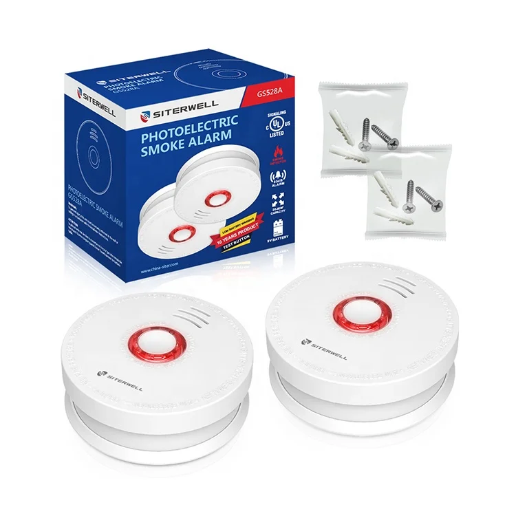 Manufacture UL 9V Battery Operated 10 Years Photoelectric Cigarette Flash Smoke Detector