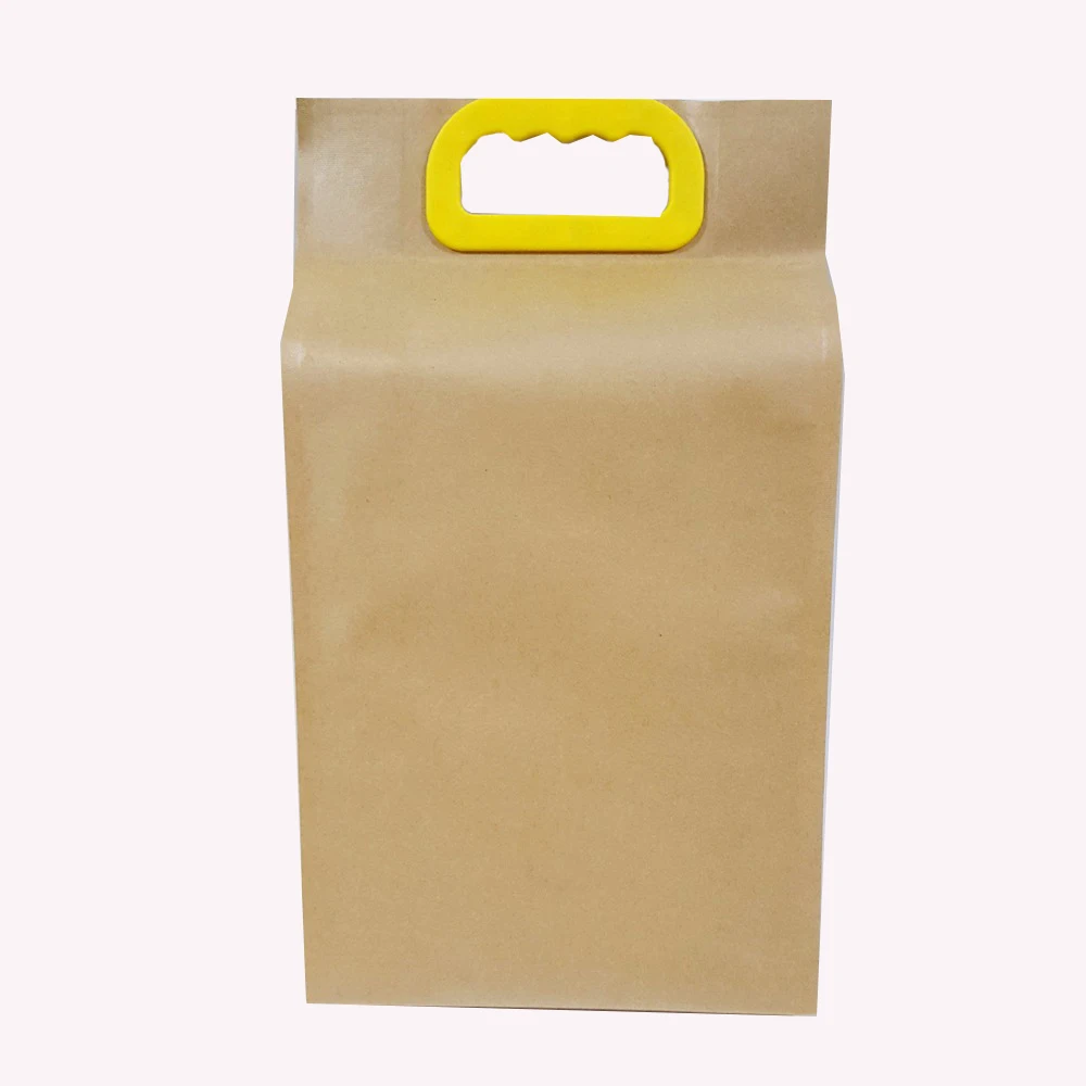 china supplier 5kgs kraft paper rice 10kgs packaging bags with handle