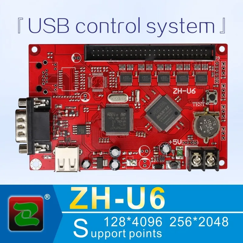 Zhonghang font library multi-area P10 RGB LED display control card ZH-U6